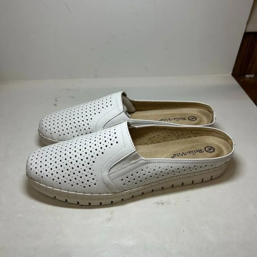 Bella Vita Womens 11 WW White Leather Refresh Slip On Flats NIB RH7